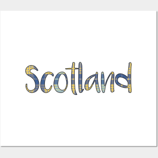 SCOTLAND, Blue and Yellow Tartan Style Design Posters and Art